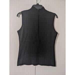 C'est City Women's Sleeveless 1/2 Zip Ribbed Sleeveless Silk Tank Top Size L